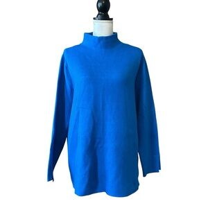 J Jill Mock Neck Pullover Cozy Fall Winter Sweater Women’s SZ XL in Blue
